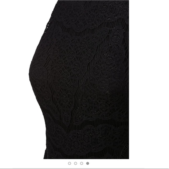 Black Lace Knee Length High Neck Dress - Picture 4 of 9
